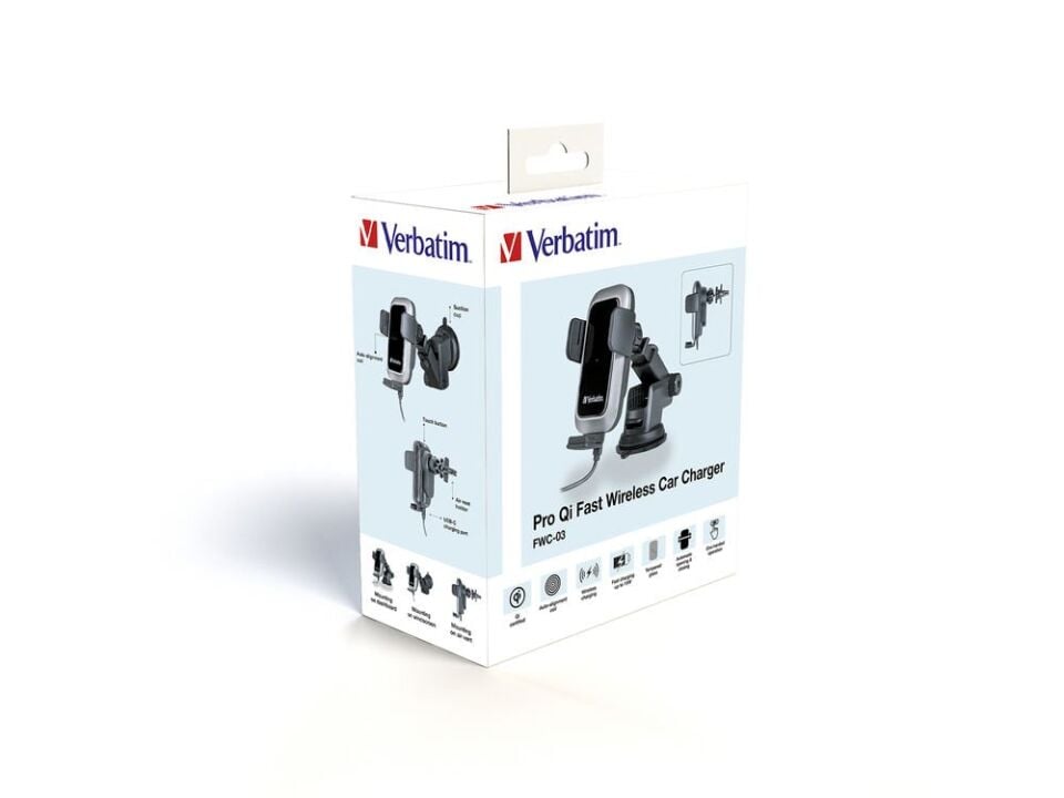 Verbatim 49554 - Fwc-03 Pro Qi Hizli Kablosuz Araba Şarj Cihazi 15W