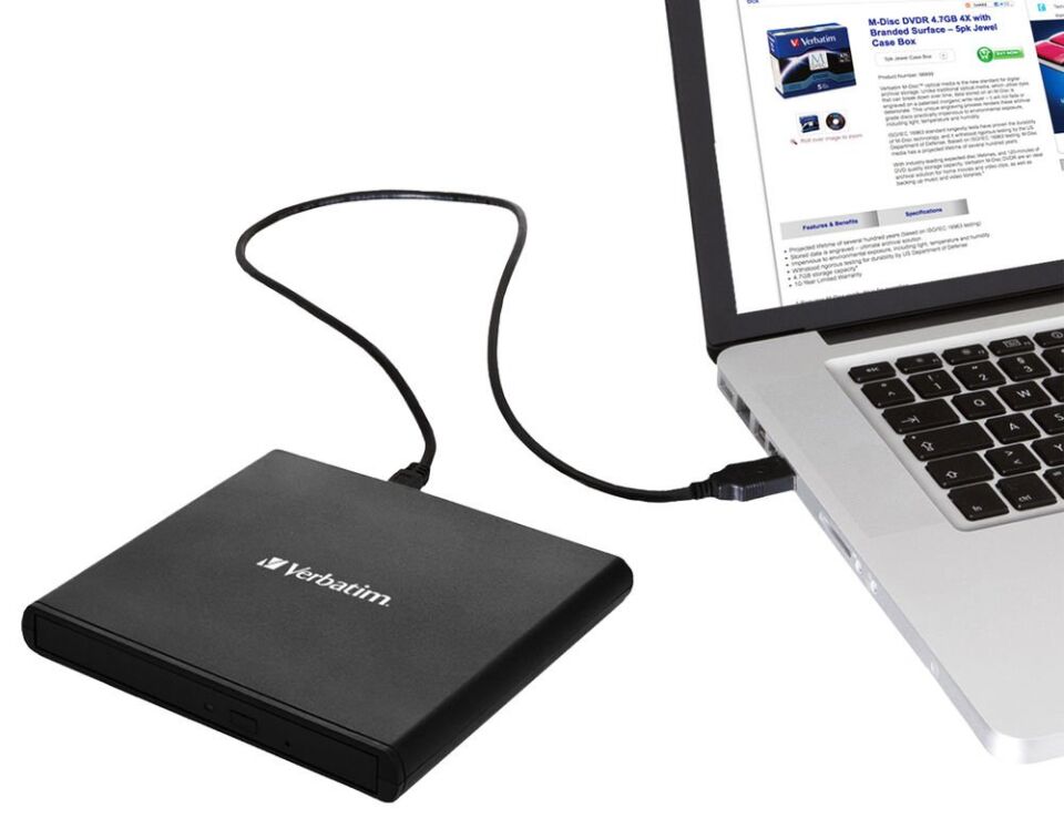 Verbatim 98938 - External Slimline Cd/Dvd Writer Usb 2.0 (ARTIKEL NO: 1248344)
