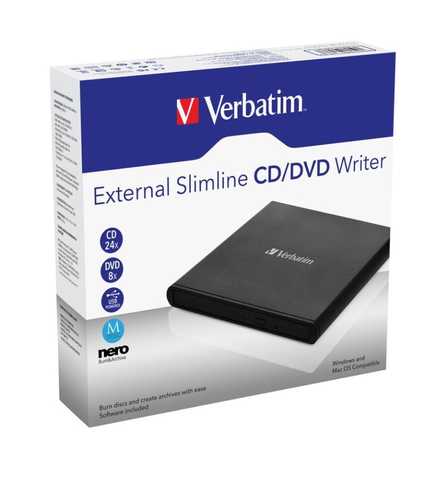 Verbatim 98938 - External Slimline Cd/Dvd Writer Usb 2.0 (ARTIKEL NO: 1248344)