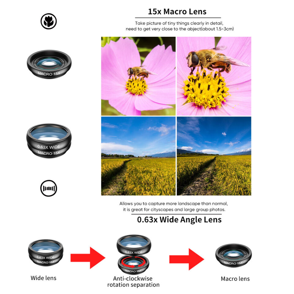 Apexel 22X10'u Bir Arada Telefon Lens Kiti