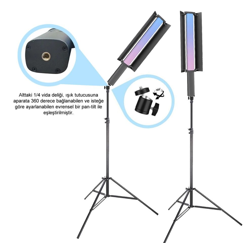 Gdx LP550 RGB Fotoğrafçılık ve Video için Renkli Işık Çubuğu İkili Set