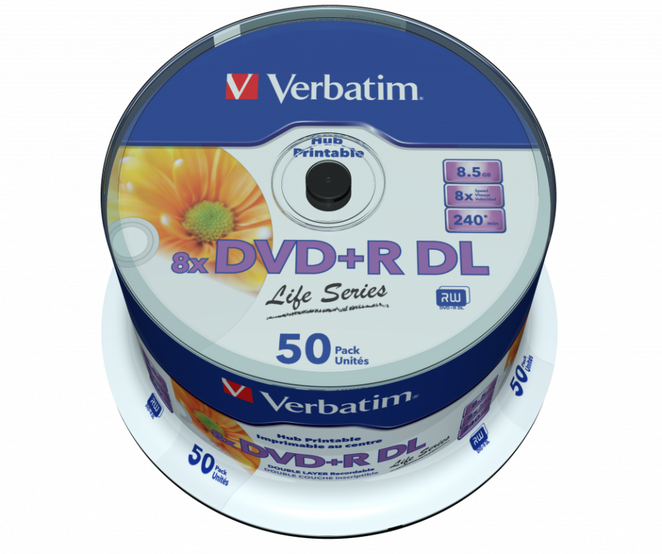 Verbatim 97693 - Dvd+R Dl 8.5Gb 8X Printable 50Pk Spl