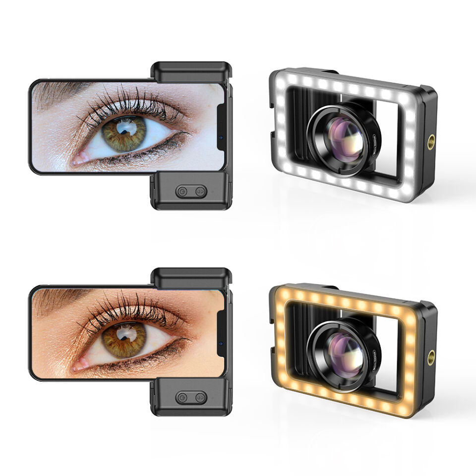 Apexel Yeni 3'ü 1 Arada Cep Telefonu Lens Klipsi ve Dolgu Işığı ile 100mm Makro Lens Kiti