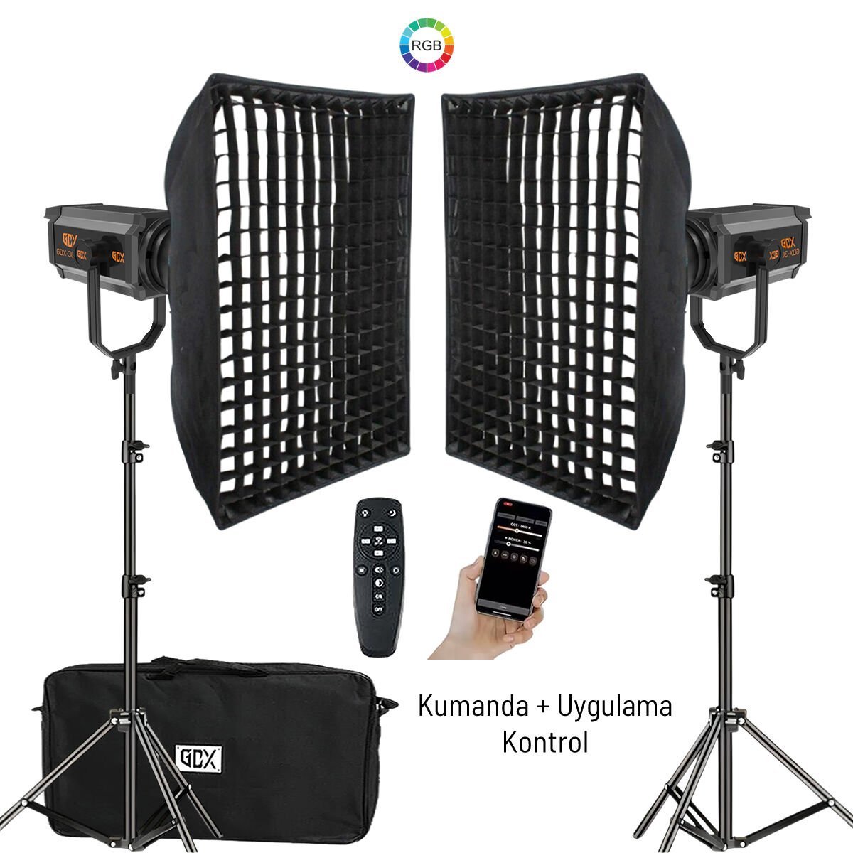 GDX 300 RGB III Profesyonel İkili Fotoğrafçılık ve Video Renkli Dolgu Işığı Seti