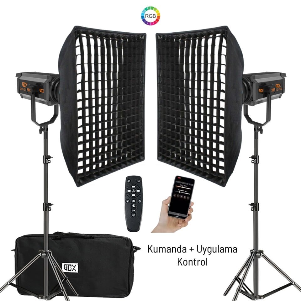 Gdx 300 RGB III Profesyonel İkili Fotoğrafçılık ve Video Renkli Dolgu Işığı Seti