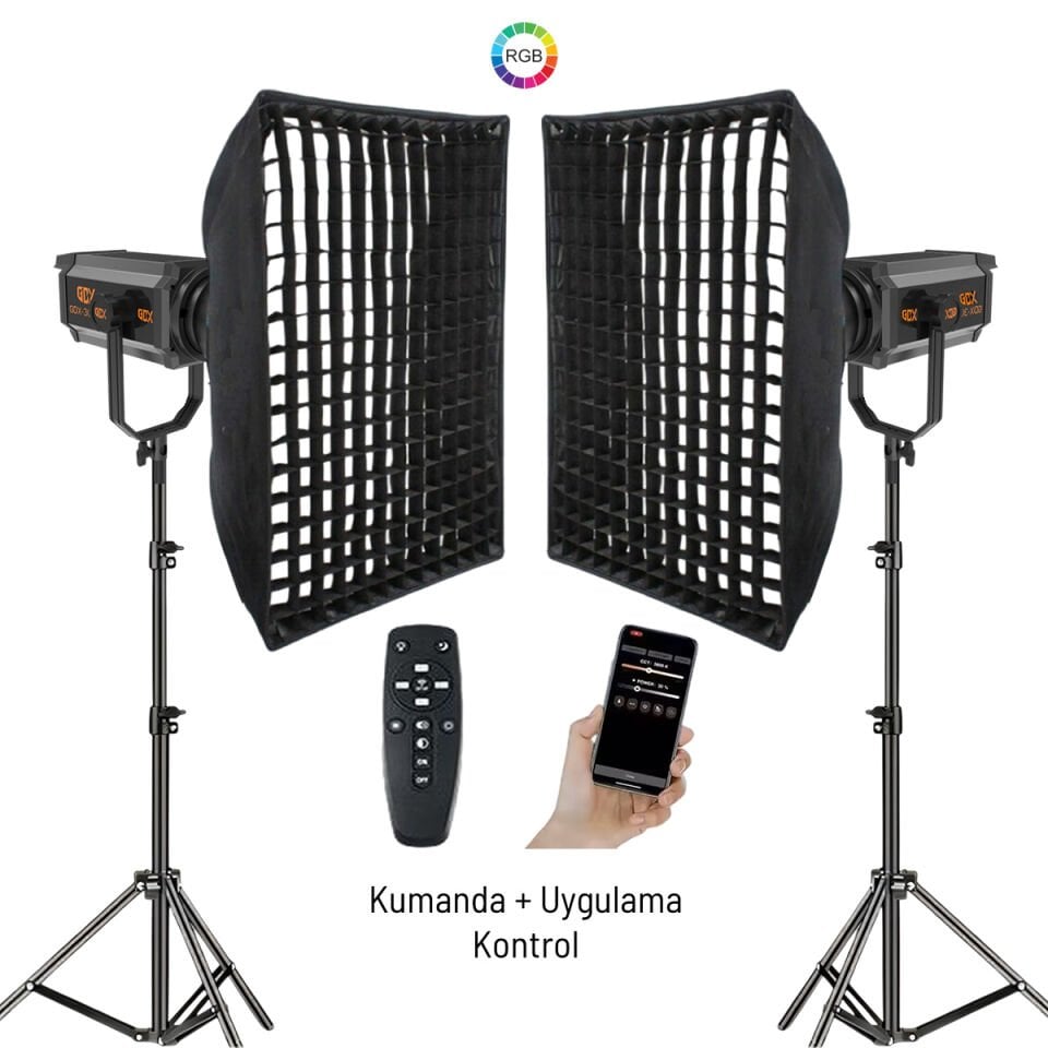 GDX 300 RGB III Profesyonel İkili Fotoğrafçılık ve Video Renkli Dolgu Işığı Seti