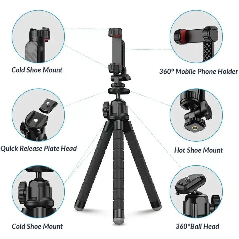 Apexel 360 Derece Dönebilen Ahtapot Tripod