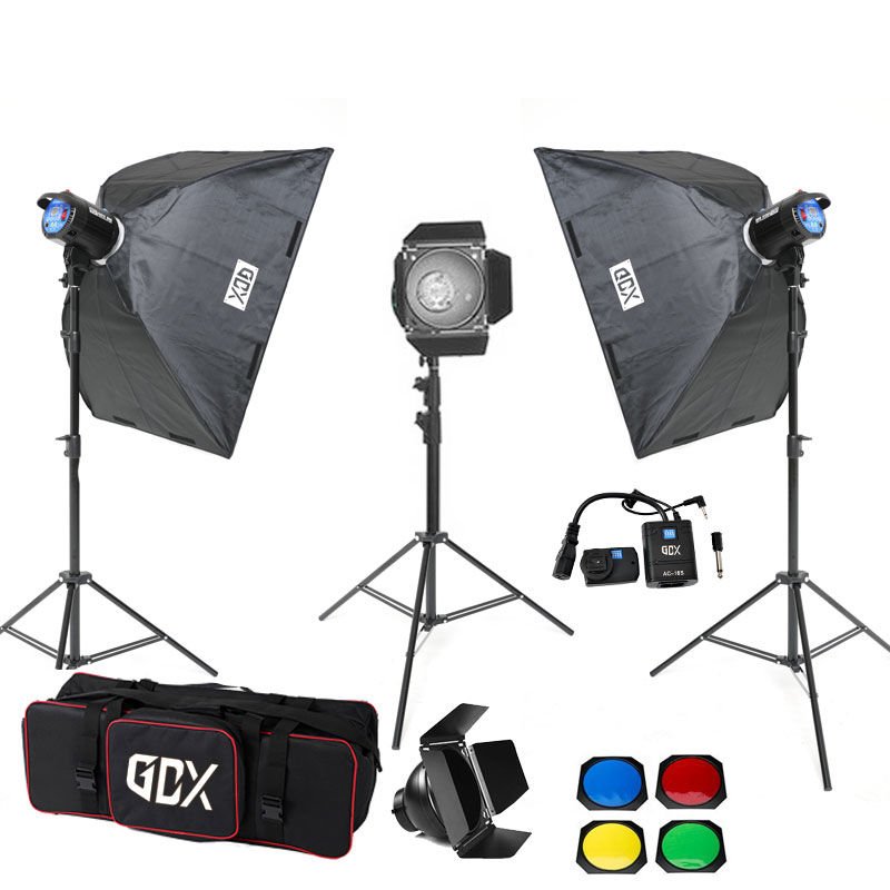 Gdx BM400 3'lü Paraflaş Set + Seyyar Fon Perde 3x3 Metre