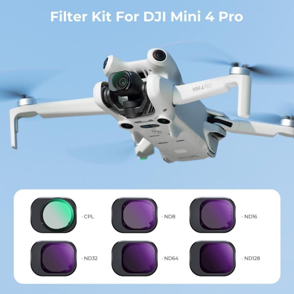K&F  DJI Mini 4 Pro Filtre Kiti 6'lı Paket (CPL + ND8 + ND16 + ND32 + ND64 + ND128)