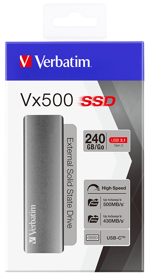 Verbatim 240GB Taşınabilir SSD Usb 3.2 - 400MB/S-500MB/S Gri Kablo Dahil-(47442)