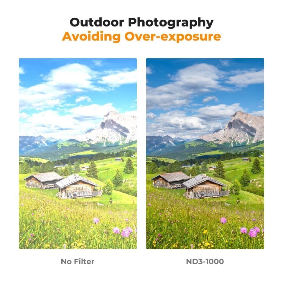 K&F 72mm Nano-D Serisi ND3-ND1000 Filtre (1.5-10 Stop)