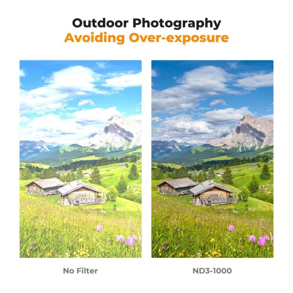K&F 58mm Nano-D Serisi ND3-ND1000 Filtre (1.5-10 Stop)