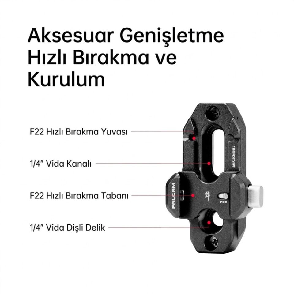 FALCAM F22 Quick Release to NATO Rail Adapter Montaj Aparatı Siyah - F22A3807B