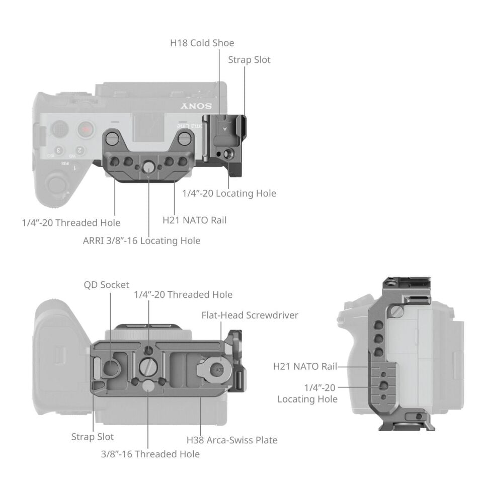 SmallRig 4772 Sony FX3 / FX30  için  ''HawkLock'' Hızlı Çıkarma Yarım Kafesi