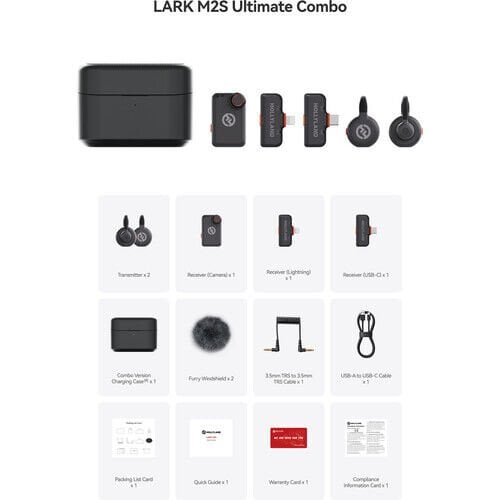 Hollyland LARK M2S Ultimate Combo 2 Kişilik Kablosuz Mikrofon Sistemi