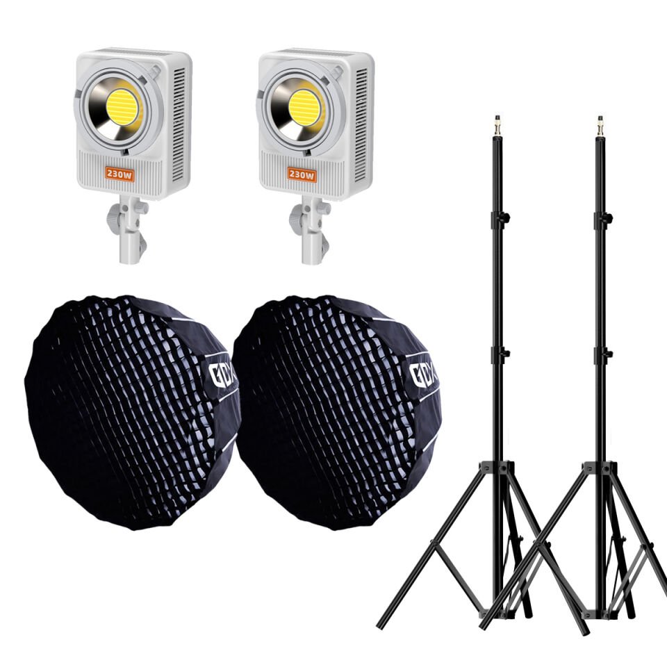 Gdx XL230W Bicolor Video Led 90cm Parabolic Softbox 260cm Işık Ayaklı İkili Sürekli Işık Seti