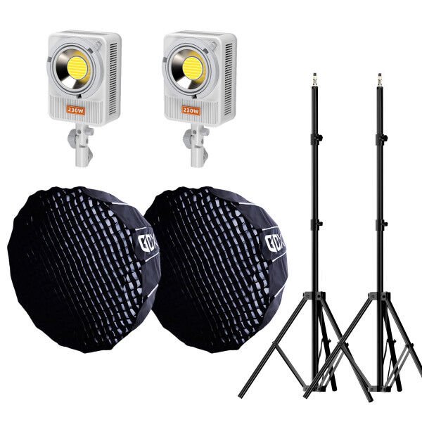 Gdx XL230W Bicolor Video Led 120cm Parabolic Softbox 260cm Işık Ayaklı İkili Sürekli Işık Seti