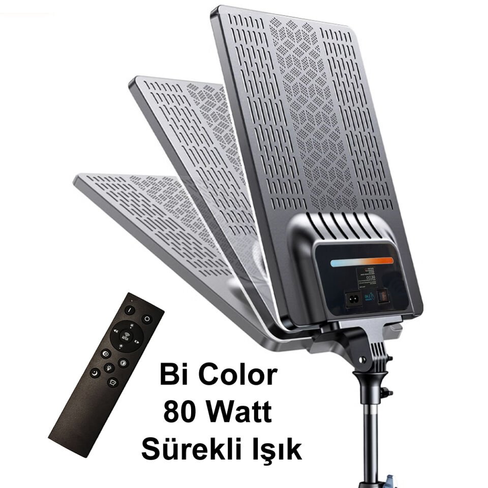 Gdx P300T BiColor Profesyonel Üçlü Youtube Yemek Videosu Makyaj Kuaför Işığı 80 Watt LED Video Panel Sürekli Işık