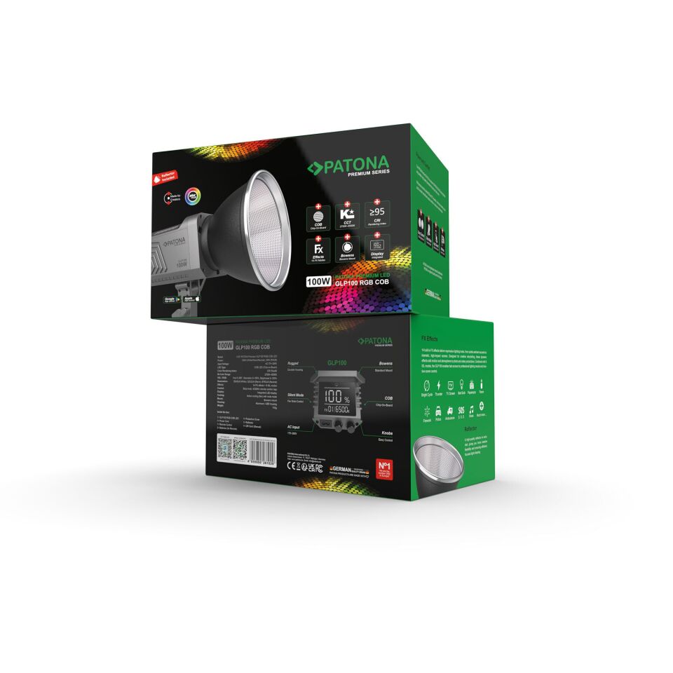 PATONA 4167 Premium GLP100 100W RGB Hızlı Kurulum  60cm Octagon Softbox  Cob Led-Stüdyo Işığı Tekli Kit