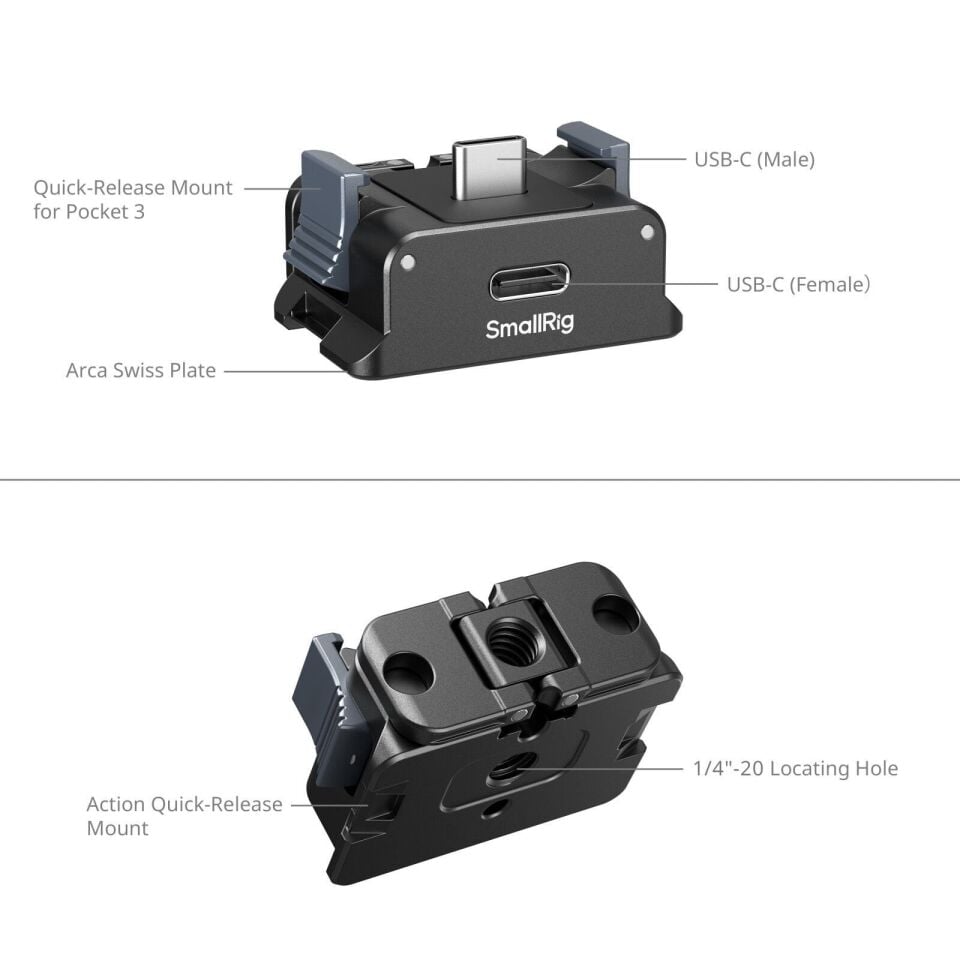 SmallRig 5376 DJI Osmo Pocket / 5 / 4 / 3 için Pil Adaptör Plakası