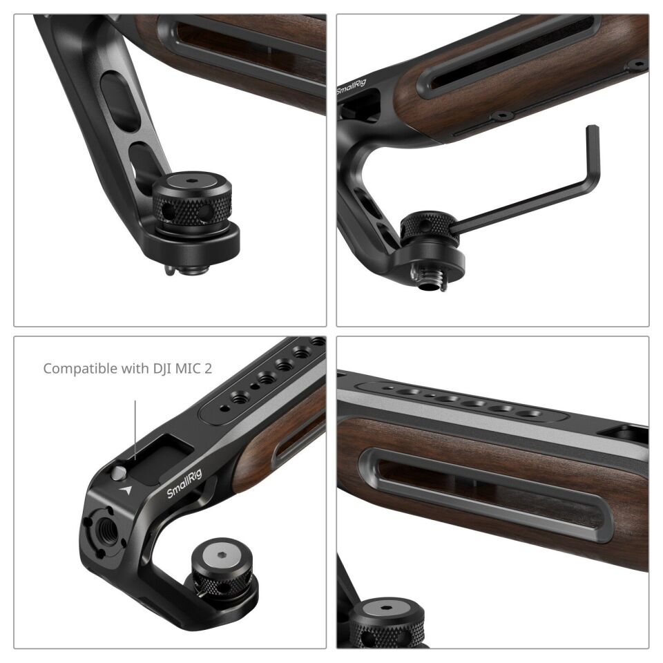 SmallRig 5252 Ahşap Üst Sap, 1/4''-20 ve ARRI 3/8''-16 Konumlandırma Vidası  ile Birlikte