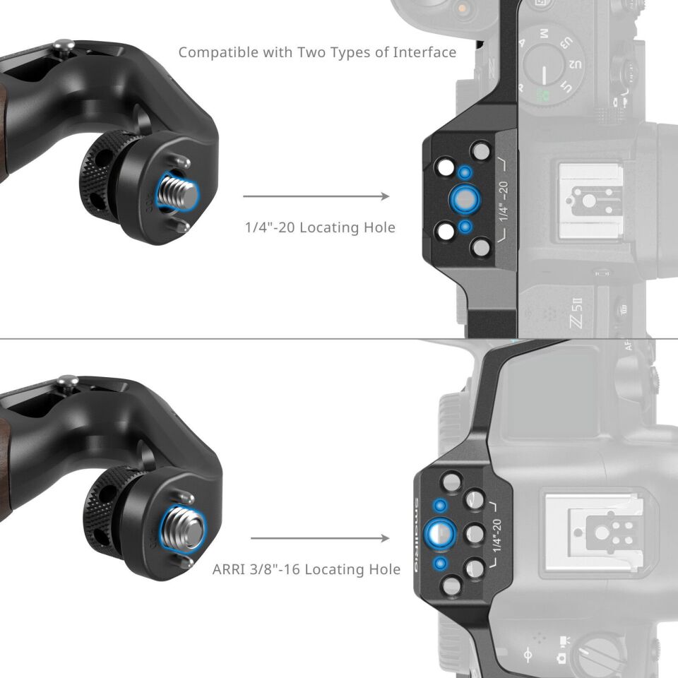 SmallRig 5252 Ahşap Üst Sap, 1/4''-20 ve ARRI 3/8''-16 Konumlandırma Vidası  ile Birlikte