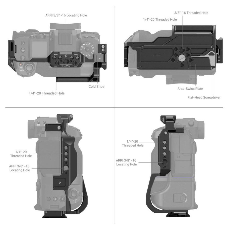 SmallRig 3933  FT-XH / VG-XH Pil Yuvası  ile FUJIFILM X-H2 / X-H2S için  Çok Fonksiyonlu Kafes