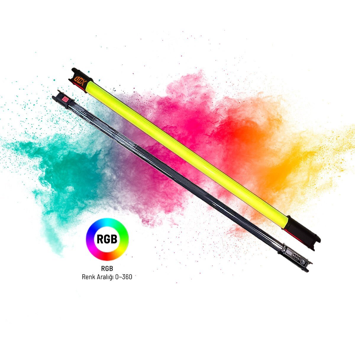 Gdx TB-80 RGB 45W Youtube Canlı Yayın Arka Plan Renkli Dolgu Işığı Led Tüp Işık (Uzunluk: 80 cm)