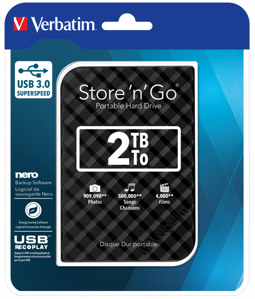 Verbatim 2TB Taşınabilir Harddisk  HDD Usb 3.2 Siyah Renk-(53195)