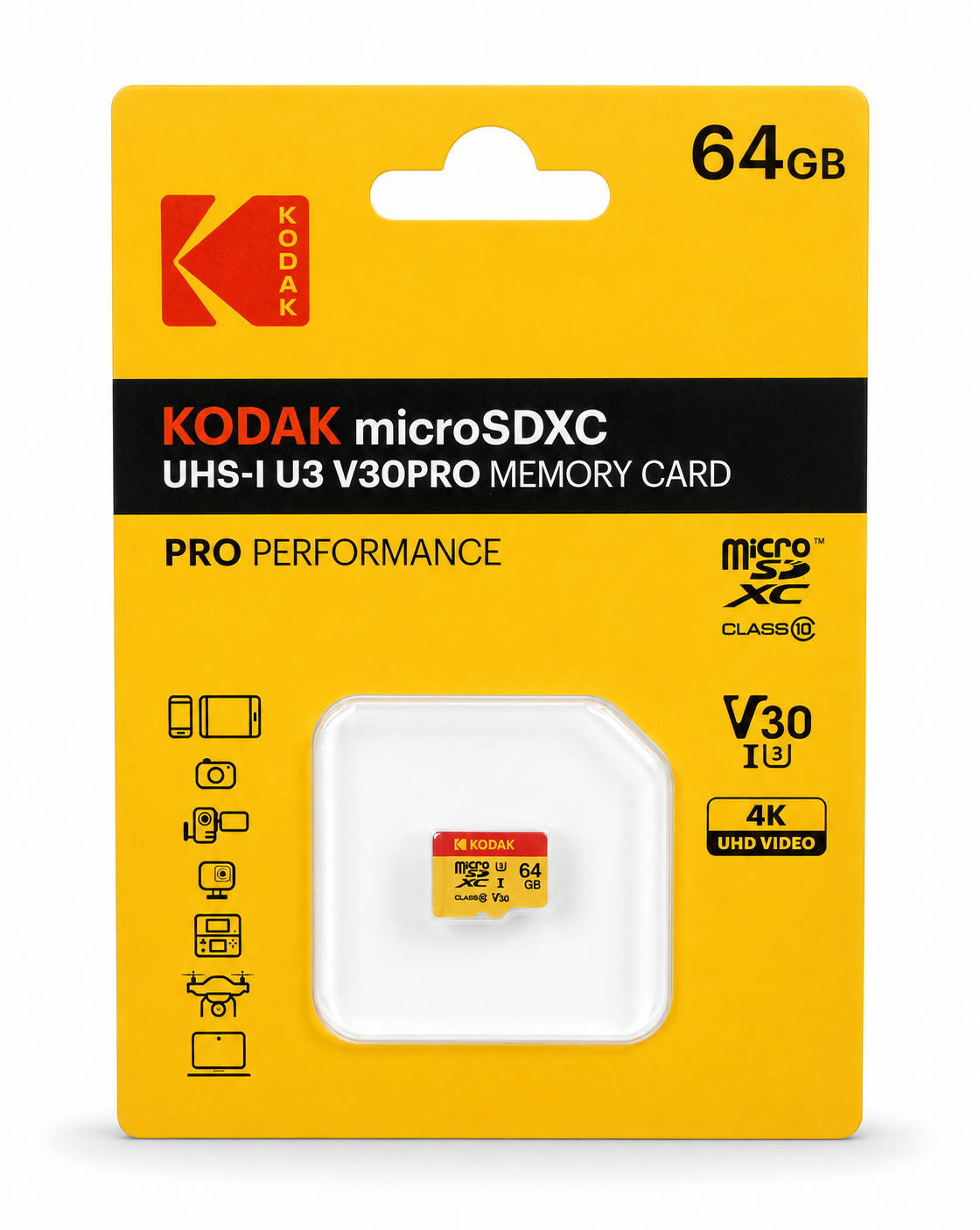 Kodak 64GB UHS-I U3 A1 V30PRO Micro SD Hafıza Kartı