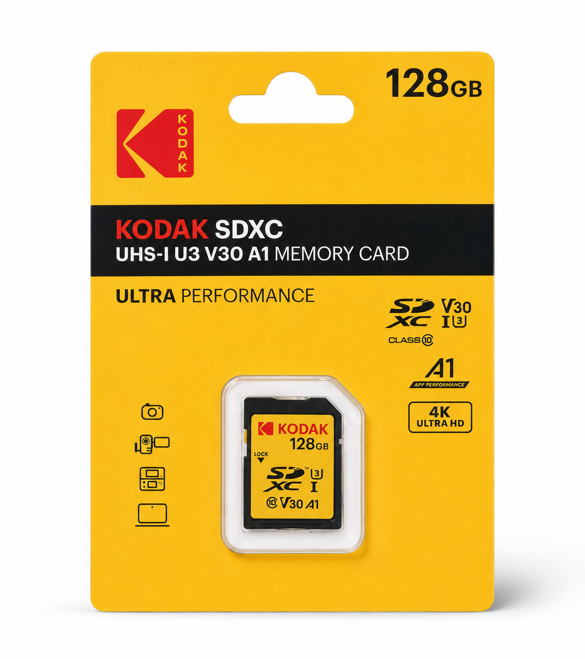 Kodak 128GB UHS-I U3 V30 A1 SD Hafıza Kartı
