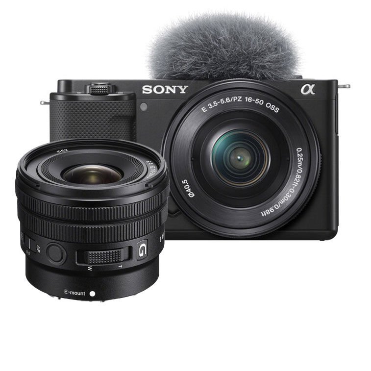Sony ZV-E10 16-50mm Kit Lens + Sony E 10-20mm f/4 PZ G Lens