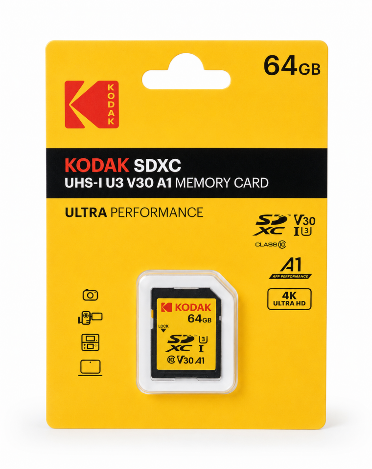 Kodak 64GB UHS-I U3 V30 A1 SD Hafıza Kartı