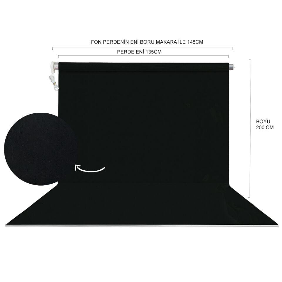 HS STÜDYO TEKNİK 135X200CM SİYAH FON PERDESİ SETİ