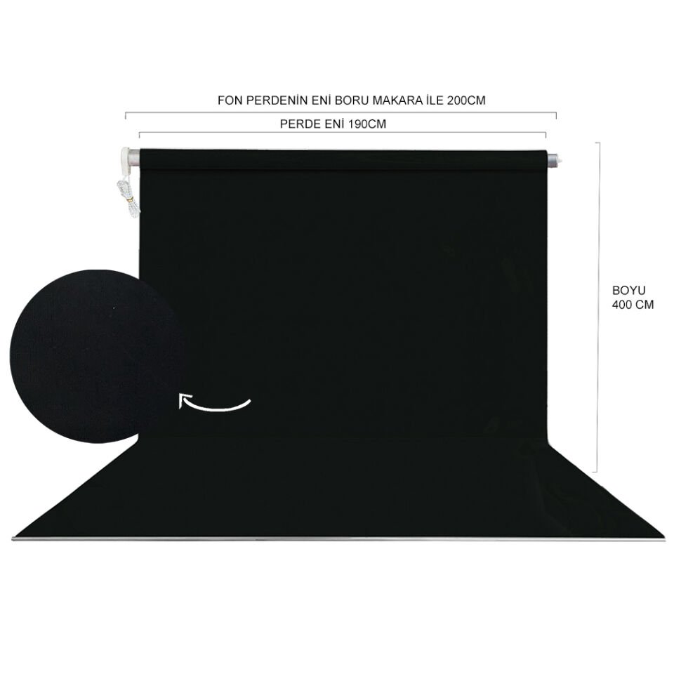 HS STÜDYO TEKNİK 190X400CM SİYAH FON PERDESİ SETİ