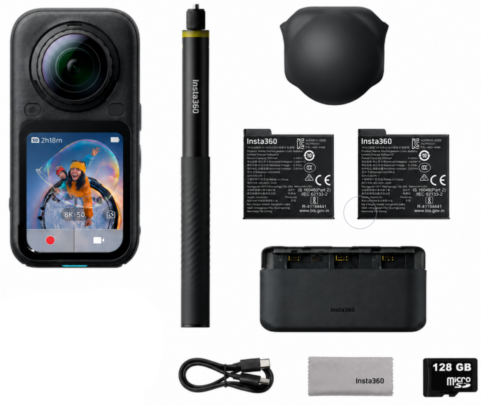 Insta360 X6 360° Aksiyon Kamerası Essentials Bundle + 128 GB MicroSD