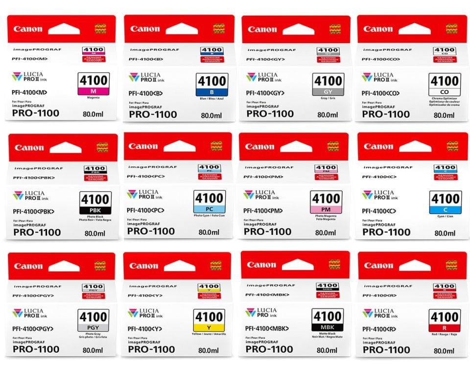 Canon INK PFI-4100 12 Renk Mürekkep Paketi (PRO-1100 İçin)