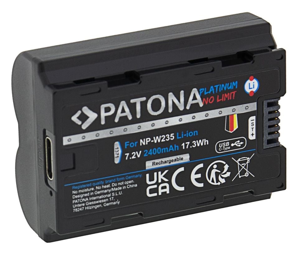 PATONA 1371 Platinum Battery with USB-C Input Fuji FinePix NP-W235 xT-4 XT4